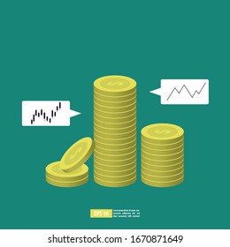 Return on investment, ROI chart and graph, Business, profit, and success concept. Flat style vector illustration