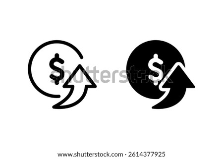 Return on Investment (ROI), dollar coin and upward arrow. Suitable for finance, investment, business, and growth related themes