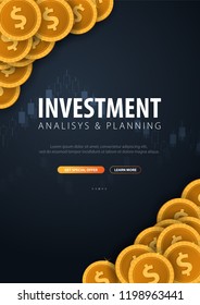 Return on Investment, ROI, Market and Finance, Investment trading, Coins and Candle stick graph on the Backround