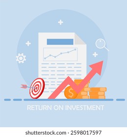 Return on Investment, ROI, Market and Finance Illustration, Flat vector business concept. EPS 3