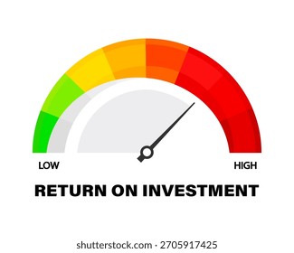 Retorno da escala de investimento com seta. Vetor isolado no branco.
