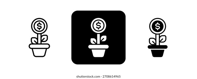 Return On Investment Vektor-Illustrationssatz für einfarbige und schwarze Linien