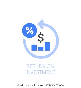 El símbolo de rendimiento de la inversión tiene un gráfico y un símbolo porcentual. Fácil de usar para su sitio web o presentación.