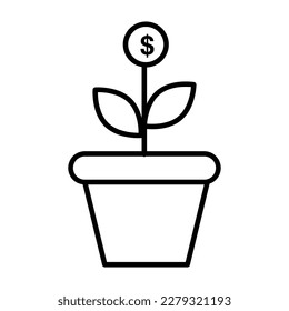 Return on investment vector icon, money growth symbol. flat vector illustration for web site or mobile app.eps