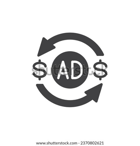 Return on investment vector icon. filled flat sign for mobile concept and web design. Ad ROI glyph icon. Symbol, logo illustration. Vector graphics