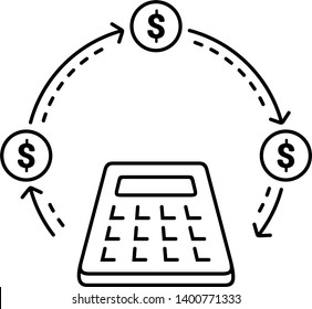 Return on Investment. Vector outline icon isolated on white background.