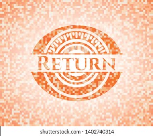 Return orange mosaic emblem. Vector Illustration. Detailed.