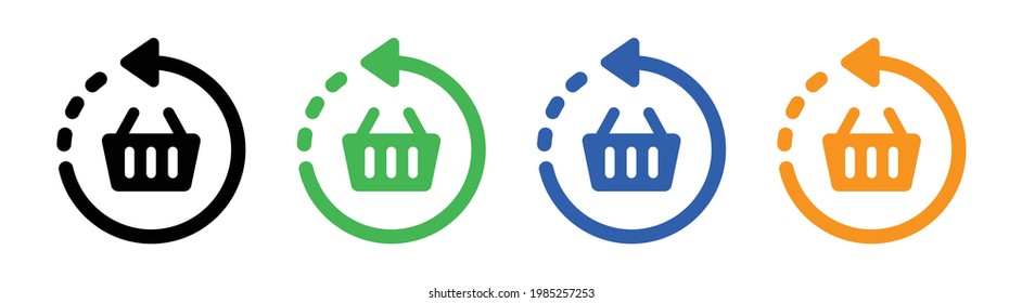 Return order. Isolated icon on black and white background. Commerce vector illustration