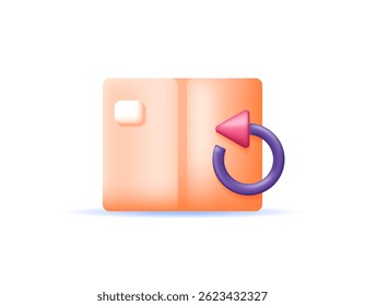 return package concept. return goods. delivery service. illustration of a box with a back symbol. symbol or icon. minimalist 3d style design. element