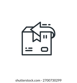 Estilo de contorno del icono del paquete de devolución