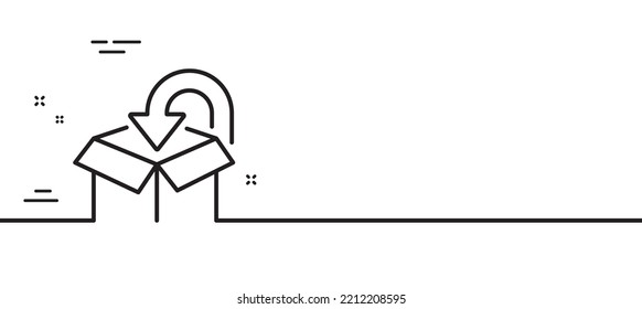 Return package line icon. Delivery box sign. Logistic service symbol. Minimal line illustration background. Return package line icon pattern banner. White web template concept. Vector