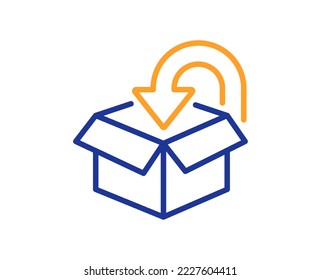 Return package line icon. Delivery box sign. Logistic service symbol. Colorful thin line outline concept. Linear style return package icon. Editable stroke. Vector