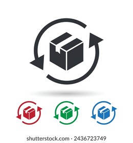 Return package line icon. Delivery parcel sign. Return, and replace product icon.