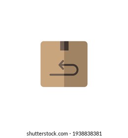 Return package. Shipping and delivery box. Flat color icon. Commerce vector illustration
