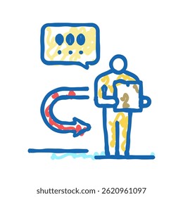 zurück Paket Doodle Symbol Skizze Vektor. Paketrücklaufschild. einzelne Symbolgrafik