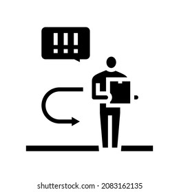 vector de icono de parcel de retorno. signo de paquete de devolución. símbolo de contorno aislado ilustración negra