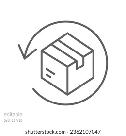 Return parcel icon. Free delivery exchange of goods. Package tracking. Cardboard boxes, parcels, packages, Gifts. outline style. Editable stroke vector illustration design on white background EPS 10