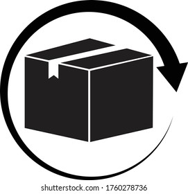 return parcel icon on white background. package tracking symbol. delivery and free return gifts symbol.