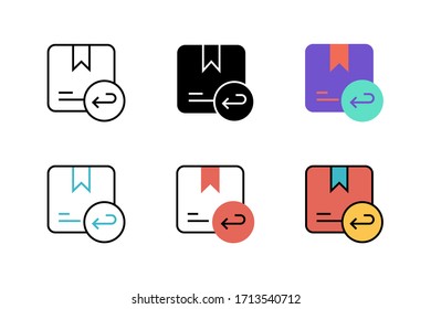 return parcel icon vector illustration with six different style design. isolated on white background