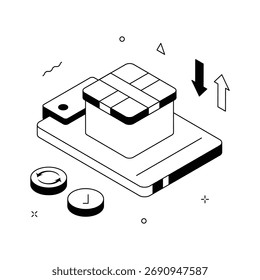 Return parcel illustration for ecommerce delivery, shipping, and logistics
