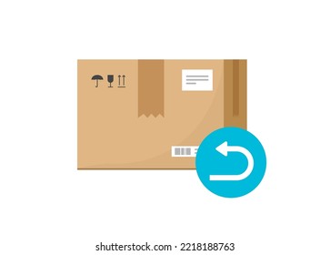 Return parcel order package icon vector or pack box product delivery refund back flat graphic illustration, cancel delivery or exchange distribution service  