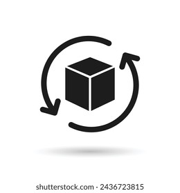 Return parcel sign. Delivery and Free Return Gifts or Parcels icon. Delivery parcel sign.