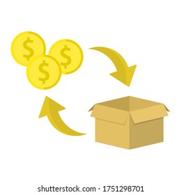 Return parcel sign. Package tracking symbol. Vector design