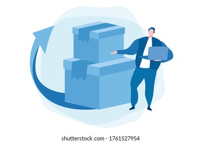 
Return the parcel. Vector illustration for web banner, infographics, mobile. 