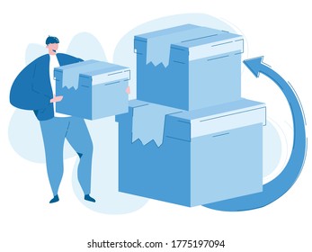 Return the parcel. Vector illustration for web banner, infographics, mobile.