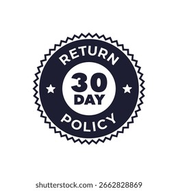 Emblema de garantia de 30 dias da política de devolução na ilustração do vetor do layout circular