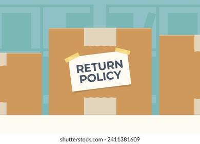 return policy concept, cardboard packages in warehouse- vector illustration
