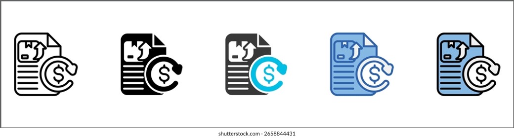 Ilustração de Vários Estilos do Pacote de Ícones da Política de Devolução