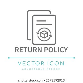 Ícone Da Linha Da Política De Devolução, Símbolo Do Editor Do Produto Da Loja Online De Comércio Eletrônico, Logotipo Da Loja Online