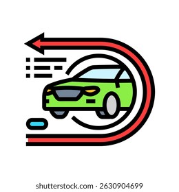 Proceso de devolución Coche Compartir Servicio Icono de color Vector. Proceso de devolución Coche Compartir Servicio Signo. Ilustración de símbolo aislado