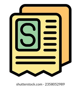 Return product bill icon outline vector. Service delivery. Order package color flat