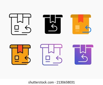 devolver el conjunto de iconos de producto con línea, contorno, plano, relleno, glifo, color, gradiente. Actrazo editable y píxel perfecto. Se puede usar para productos digitales, presentación, diseño de impresión y más.