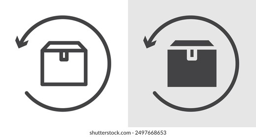 Return purchase icon Black line art vector logo set