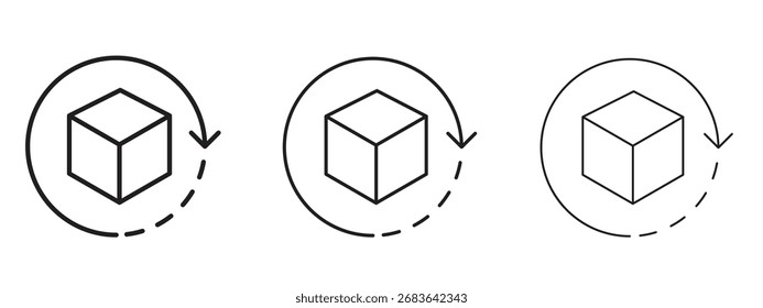 Icono de la compra de la vuelta, signo del esquema, símbolos lineales