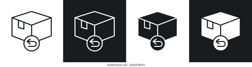 Return purchase icons collection in black filled and line style.