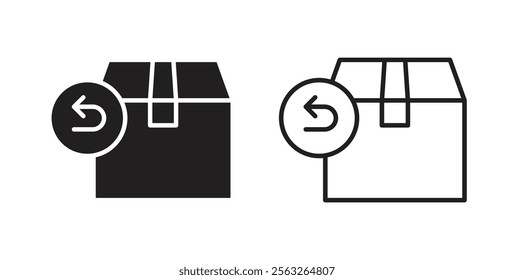 Return purchase icons in flat and line style set.