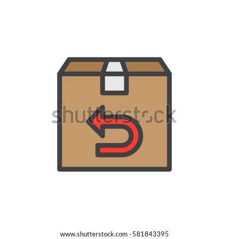 Return purchase line icon, filled outline vector sign, linear colorful pictogram isolated on white. Symbol, logo illustration