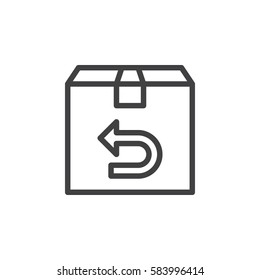 Return purchase line icon, outline vector sign, linear style pictogram isolated on white. Symbol, logo illustration