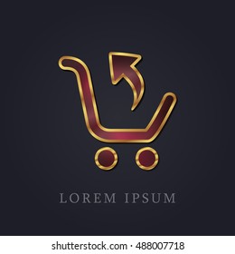 Return Purchase Red Ruby with Golden Frame Precious Jewellery Icon / Logo Design