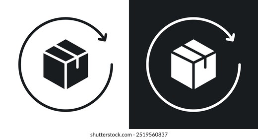 Retornar ícone de vetor de linha de compra definido no estilo sólido e de contorno.