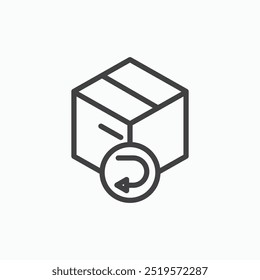 Ícone simples Devolver linhas de compra em estilo de linha.