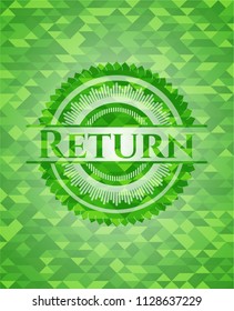 Return realistic green mosaic emblem