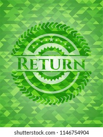 Return realistic green mosaic emblem