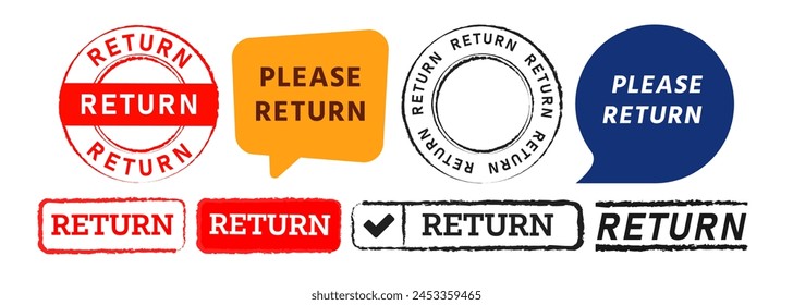 return rectangle circle stamp and speech bubble label sticker for exchange back product