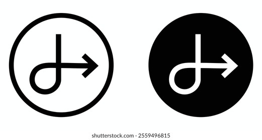 Return or Redo Arrow Icon in circular stroke and fill version	