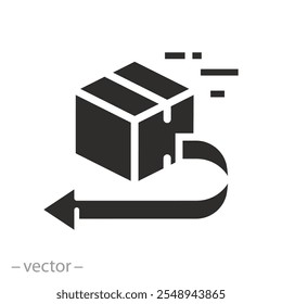 return or replace order icon, exchange product, box goods back away, refund flat vector illustration